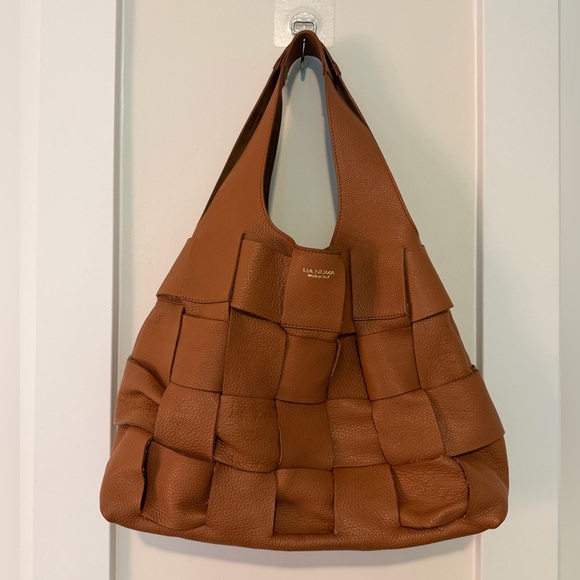 Lia Numa Handbags - Brown Woven Leather Tote Bag